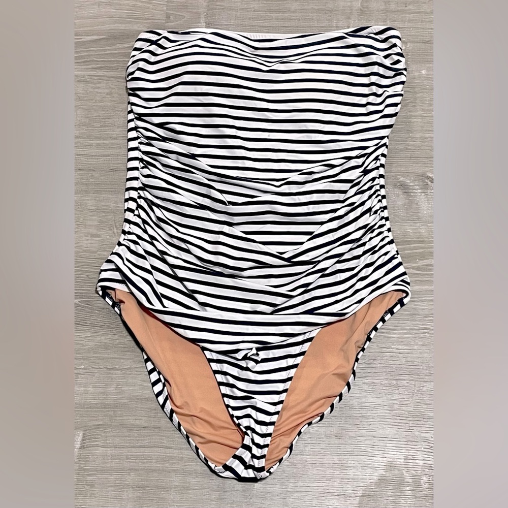 J. Crew Striped Strapless Swimsuit Size 12